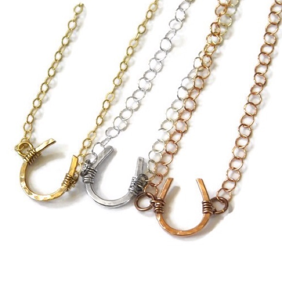 Textured/Hammered Good Luck Horseshoe Necklace - Picture 2 of 9